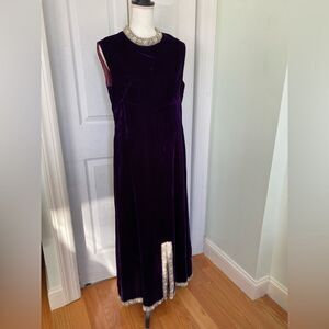 1960s Voluptuous Purple Velvet Maxi Dress